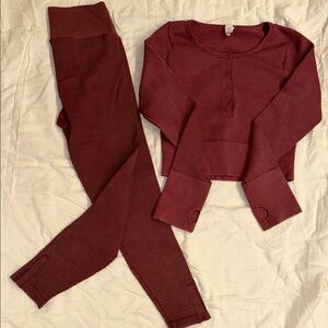 Aerie Burgundy Leggings and Top Set